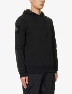 Black Ops Logo-patch Cotton-jersey Hoody -Thrudark Shop R04119457 BLACK ALT02
