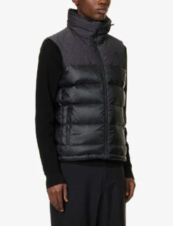 Grunt Funnel-neck Brand-embroidered Shell-down Gilet -Thrudark Shop R04145622 BLK ALT02