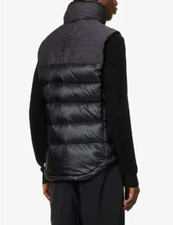 Grunt Funnel-neck Brand-embroidered Shell-down Gilet -Thrudark Shop R04145622 BLK ALT03