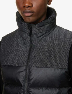 Grunt Funnel-neck Brand-embroidered Shell-down Gilet -Thrudark Shop R04145622 BLK ALT04